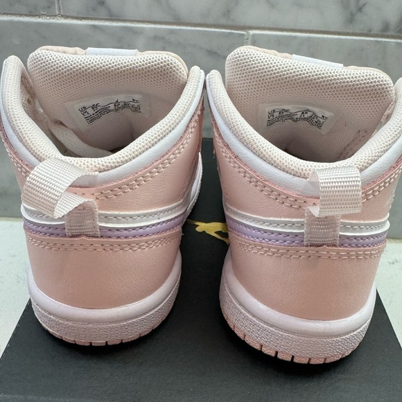 Nike Jordan Mid 1 Pink Lilac and white toddler girl high top gift new with box - Picture 7 of 9